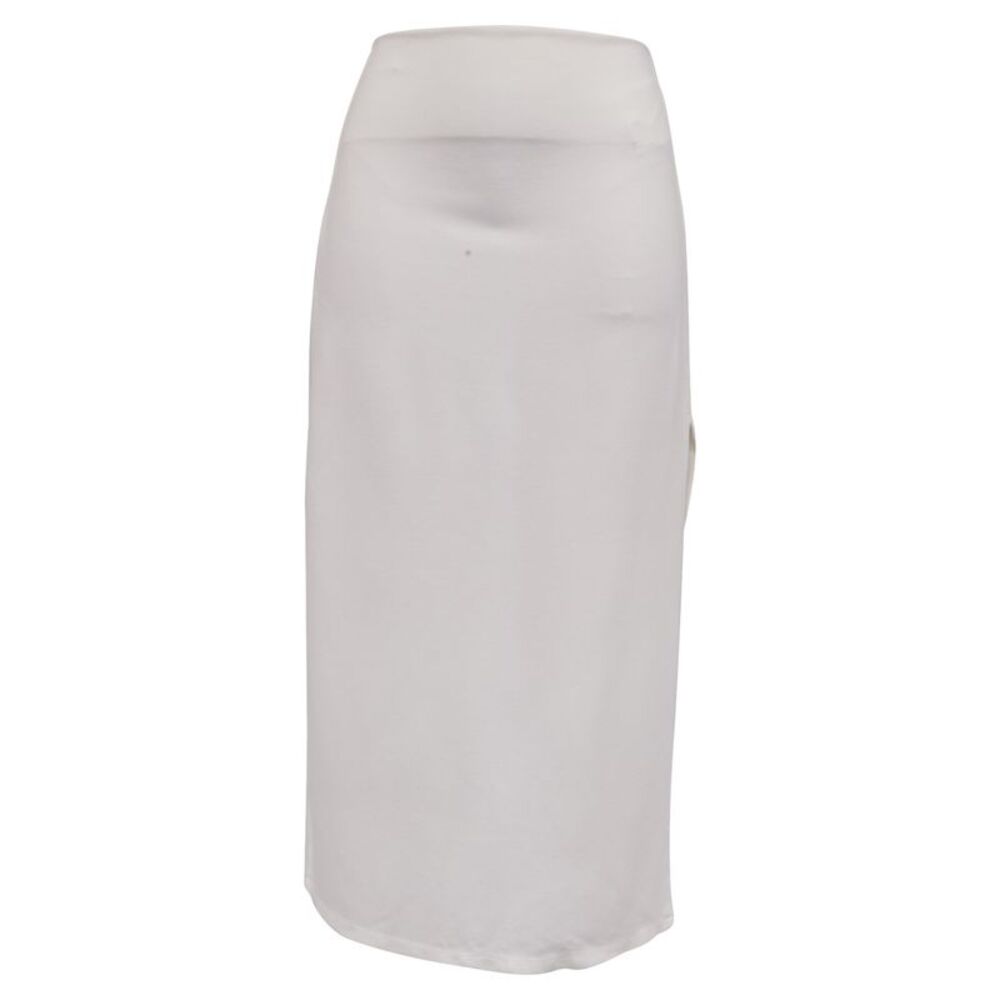 Leset Midi Skirt with Side Slit in White Viscose
